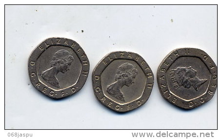 Lot Piece 20 Pence 1983, 1982, 1990 - 20 Pence