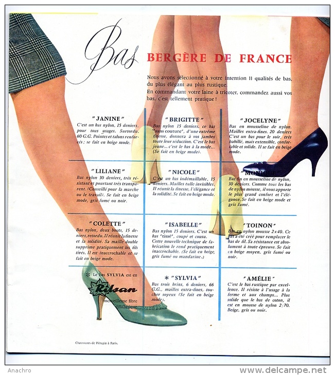 ALBUM MODELES TRICOT BERGERE De FRANCE 1959 / Publicité BAS Nylon LAINE Et SOUS VETEMENTS - Patrons