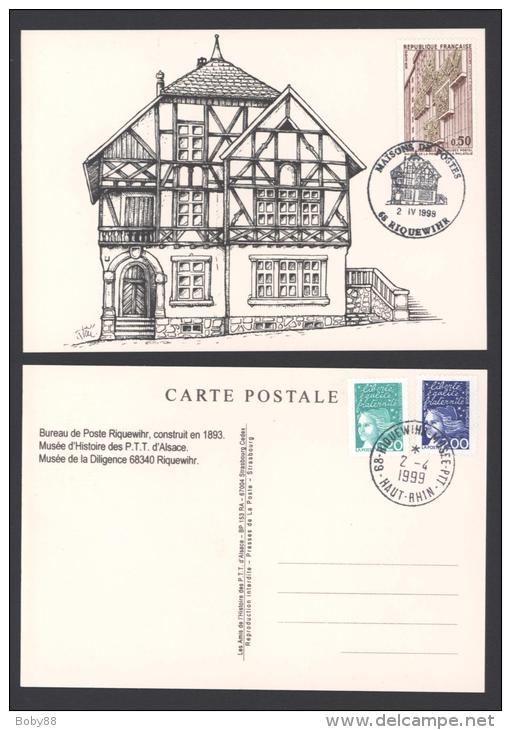 CP Avec CàD 68 RIQUEWIHR Maisons / Bureau De Postes 1999 Musée D'histoire Des PTT - Réf A1751 - Bolli Commemorativi