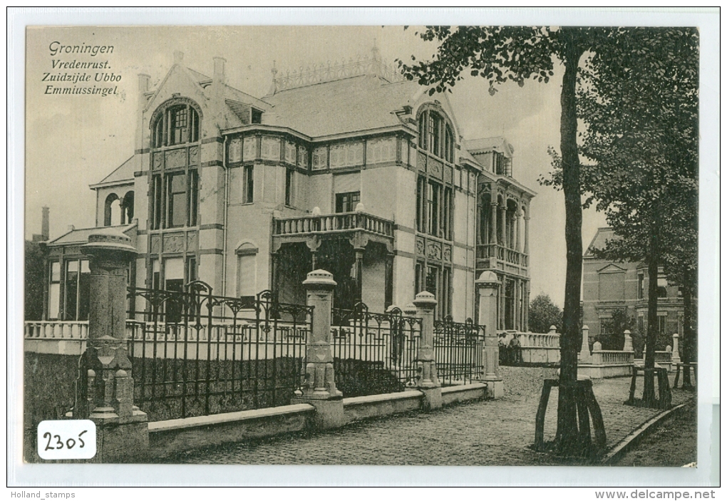 GRONINGEN * UBBO EMMIUSSINGEL * VREDENRUST * AK * CPA (2305) GELOPEN In 1908 Van GRONINGEN Via FOXHOL Naar BORGWEG - Groningen