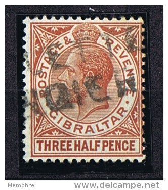 1926  George V, Three Half Pence  SG 91  Partial Linear Cancel &laquo;SHIP LETTER / TANGIERS&raquo; - Gibraltar