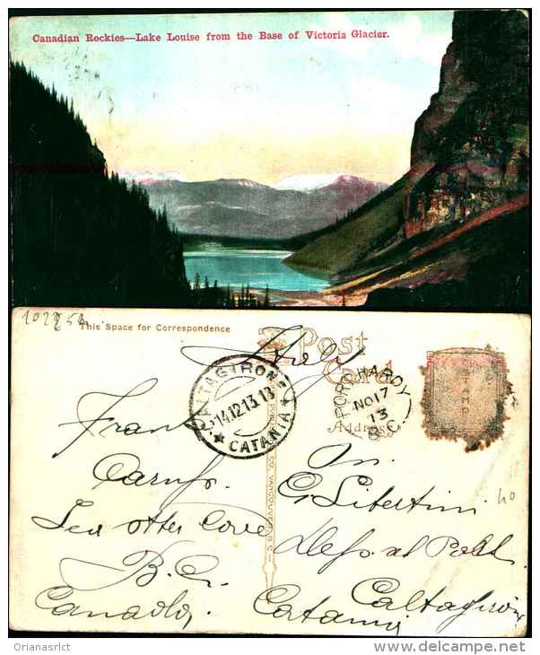 102254)cartolina Illustrata  Di Canadian Rockies-lake  Louise From The Base Of Victoria Glacier- Viaggiata Nel 1913 - Banff