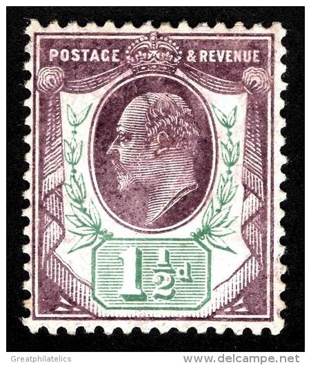 GREAT BRITAIN 1902 EDWARD VII 1-1/2d MH HR VF OG SC# 129/SG#224 CV£40,00 (DEB01) - Unused Stamps