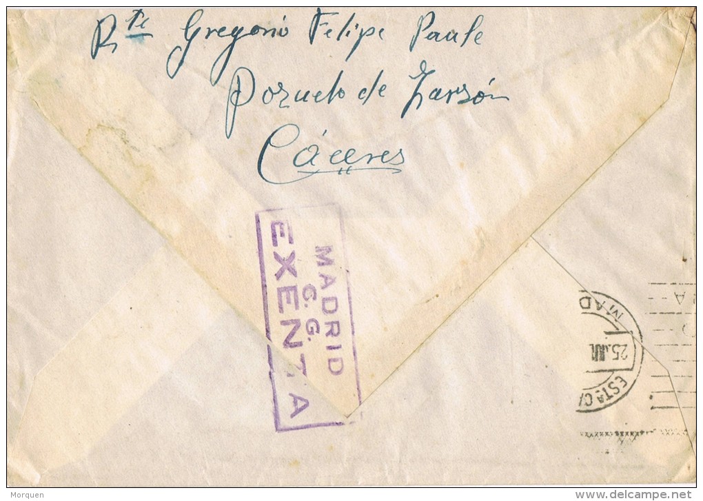 3986. Carta POZUELO De ZARZON (Caceres) 1943. EXENTO De CENSURA - Lettres & Documents