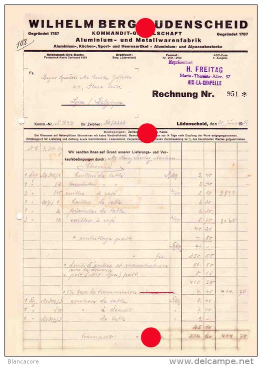Lüdenscheid Wilhelm Berg 1935 Aluminium Und Metallwarenfabrik - 1900 – 1949