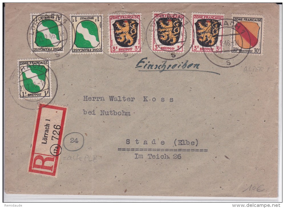 ZOF - 1946  -   ENVELOPPE RECOMMANDEE De LÖRRACH A STADE - General Issues