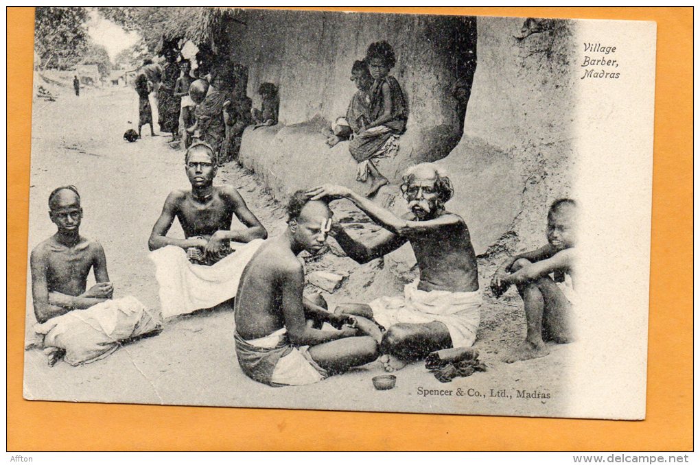 Village Barber Madras India 1900 Postcard - India