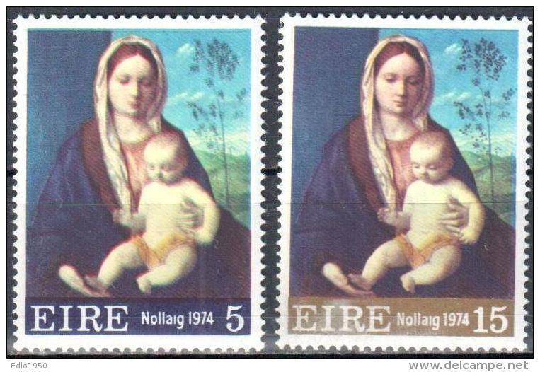 Ireland 1974 Christmas Art Painting Gemalde Mi.311-312 MNH (**) - Unused Stamps