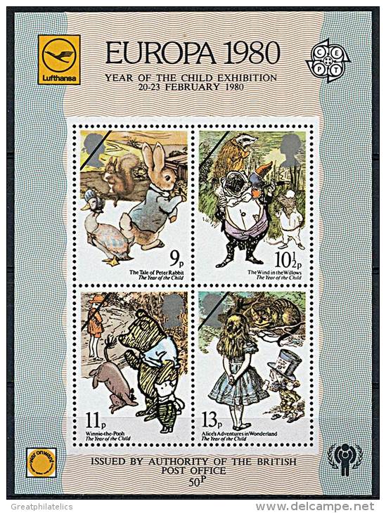 GREAT BRITAIN 1979 IYC S/S EUROPA OVPT LUFTHANSA VF MNH SCARCE ANIMALS (DEB02) - Blocs-feuillets