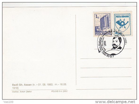 BAZIL GH. ASSAN, EXPLORER, CM, MAXICARD, CARTES MAXIMUM, 1992, ROMANIA - Erforscher