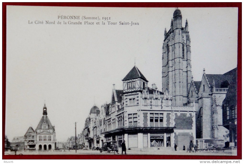 CPA-PERONNE-SOMME-80-LE COTE NORD DE LA GRANDE PLACE ET LA TOUR ST JEAN-ED L DOLLE LIBRAIRE N°1931 - Peronne