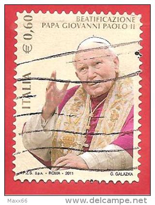 ITALIA REPUBBLICA USATO - 2011 - Beatificazione Di Papa Giovanni Paolo II - € 0,60 - S. 3232 - 2011-20: Oblitérés