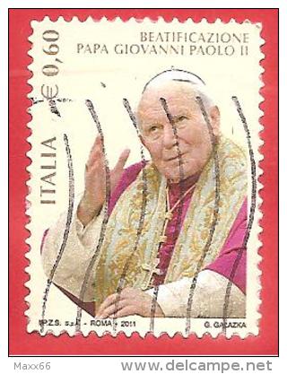 ITALIA REPUBBLICA USATO - 2011 - Beatificazione Di Papa Giovanni Paolo II - € 0,60 - S. 3232 - 2011-20: Used