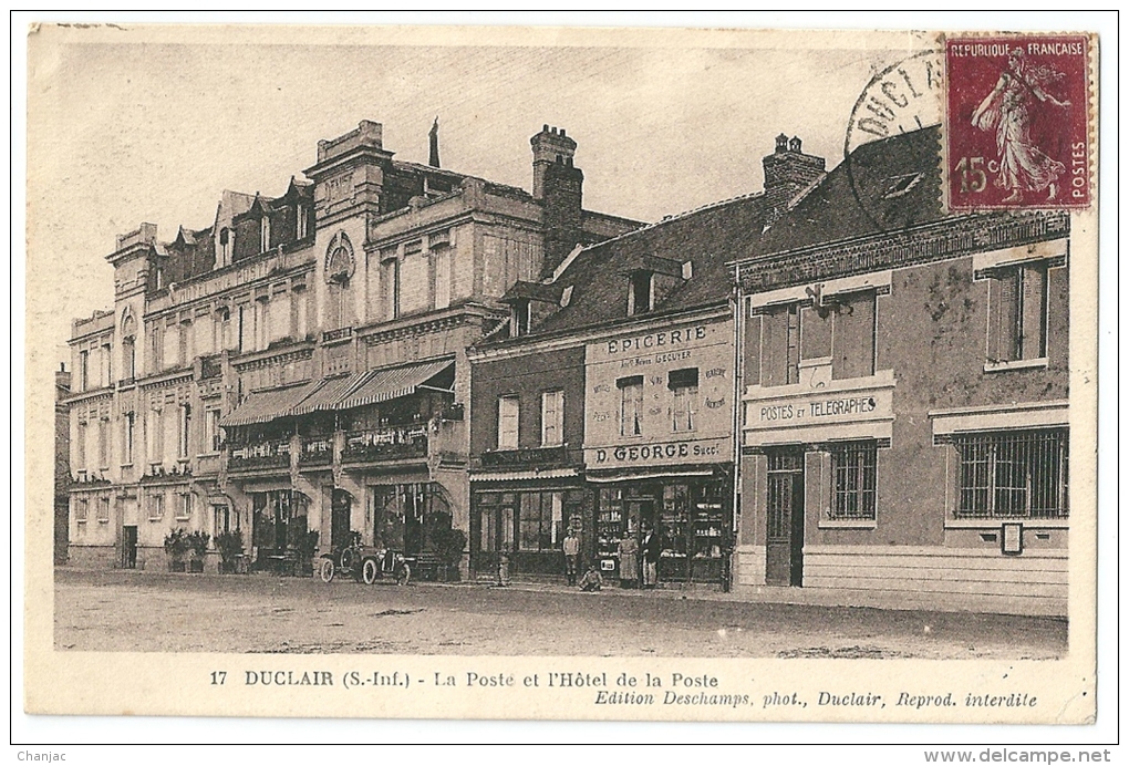 Cpa: 76 DUCLAIR (ar. Rouen) Poste, Hôtel De La Poste (Epicerie D. George) N° 17 - Duclair