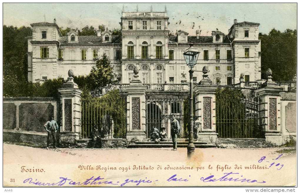 TORINO - VILLA REGINA OGGI ISTITUTO DI EDUCAZIONE PER LE FIGLIE DEI MILITARI - VG 1903 XNAPOLI - ORIGINALE D´EPOCA 100% - Unterricht, Schulen Und Universitäten