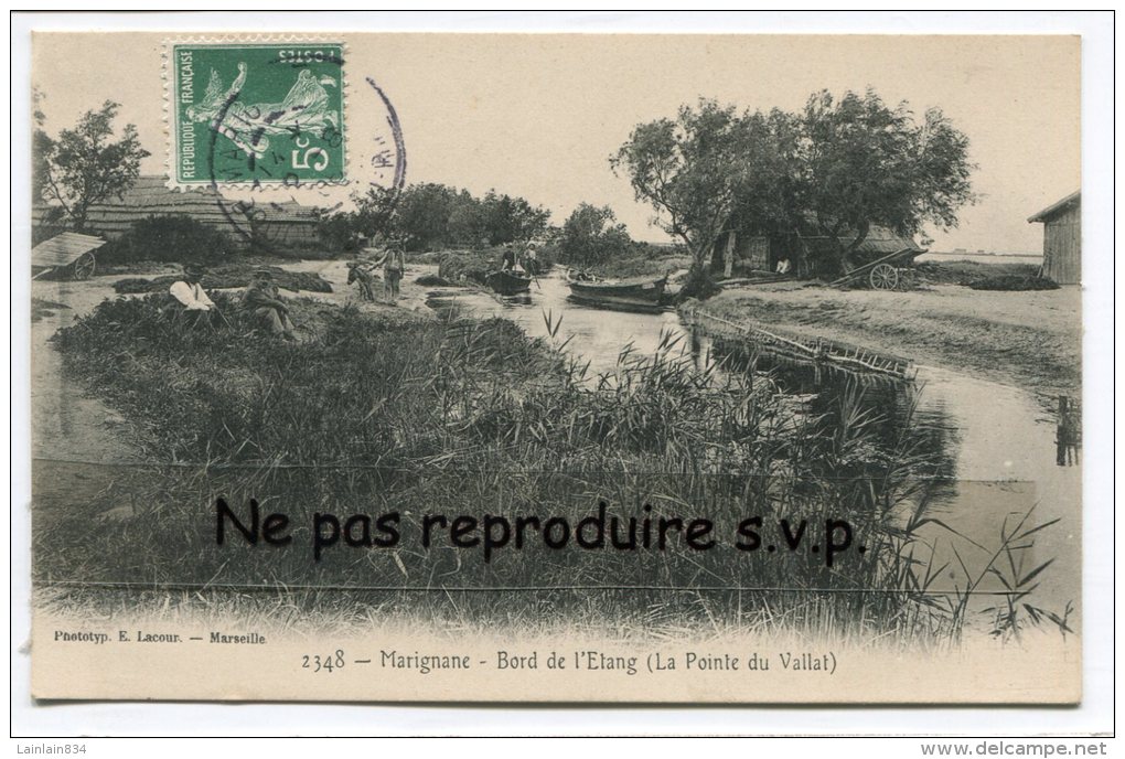 - 2348 - Marignane - Bord De L'Etang, La Pointe De Vallat, écrite, Barques, ânon,  TBE, Splendide, Scans. - Marignane