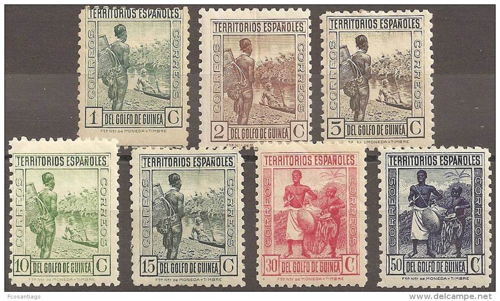 ESPAÑA/GUINEA 1934/41 - Edifil #244/50 * - Precio Cat. €59 - Guinea Espagnole