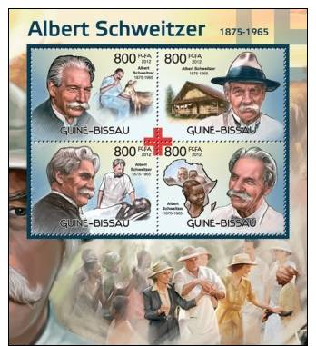 Gb12419a Guinea Bissau 2012 Albert Schweitzer And Red Cross Nobel Prize S/s Deer Michel: 6042-6045 - Albert Schweitzer