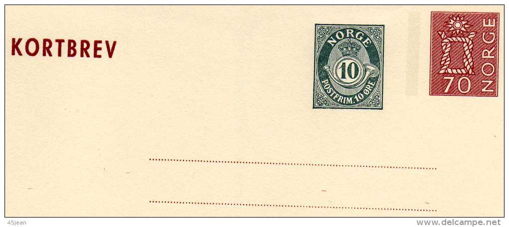 Norvège: Très Bel Entier Type Aérogramme Repiquage 70 Et 10 - Postal Stationery