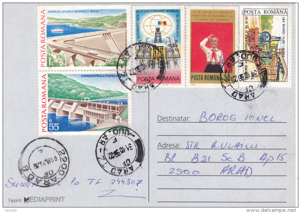 PRO TV,PIONEER, NICE FRANKING, 5 STAMPS ON COVER,1996, ROMANIA - Briefe U. Dokumente