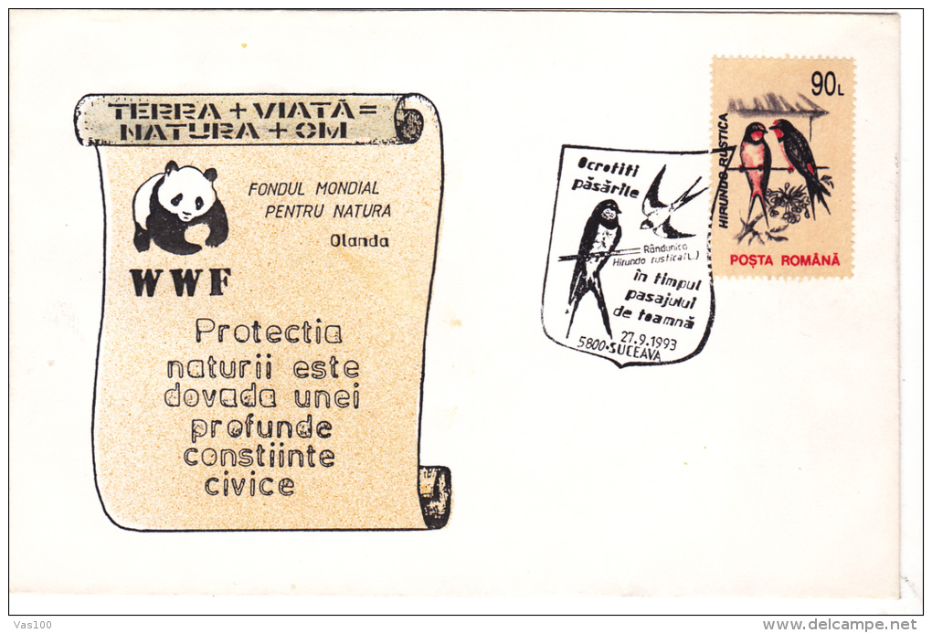 SAND MARTIN, SPECIAL COVER,1993,ROMANIA - Swallows