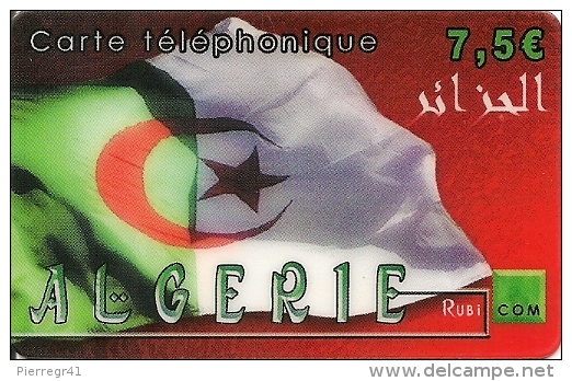 CARTE PREPAYEE-7.5€-RUBICOM-ALGERIE-DRAPEAU-31/12/05- T BE- - Autres & Non Classés