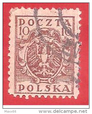POLONIA - POLSKA - USATO - 1919 - SERVIZI - Eagle - 0,10 Polonia Marka  - Michel PL 87B - Gebraucht