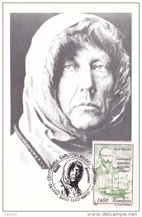 ROALD AMUNDSEN,NORWEGIAN EXPLORER OF THE POLAR REGIONS,CM, MAXICARD, CARTES MAXIMUM,1997, ROMANIA - Erforscher