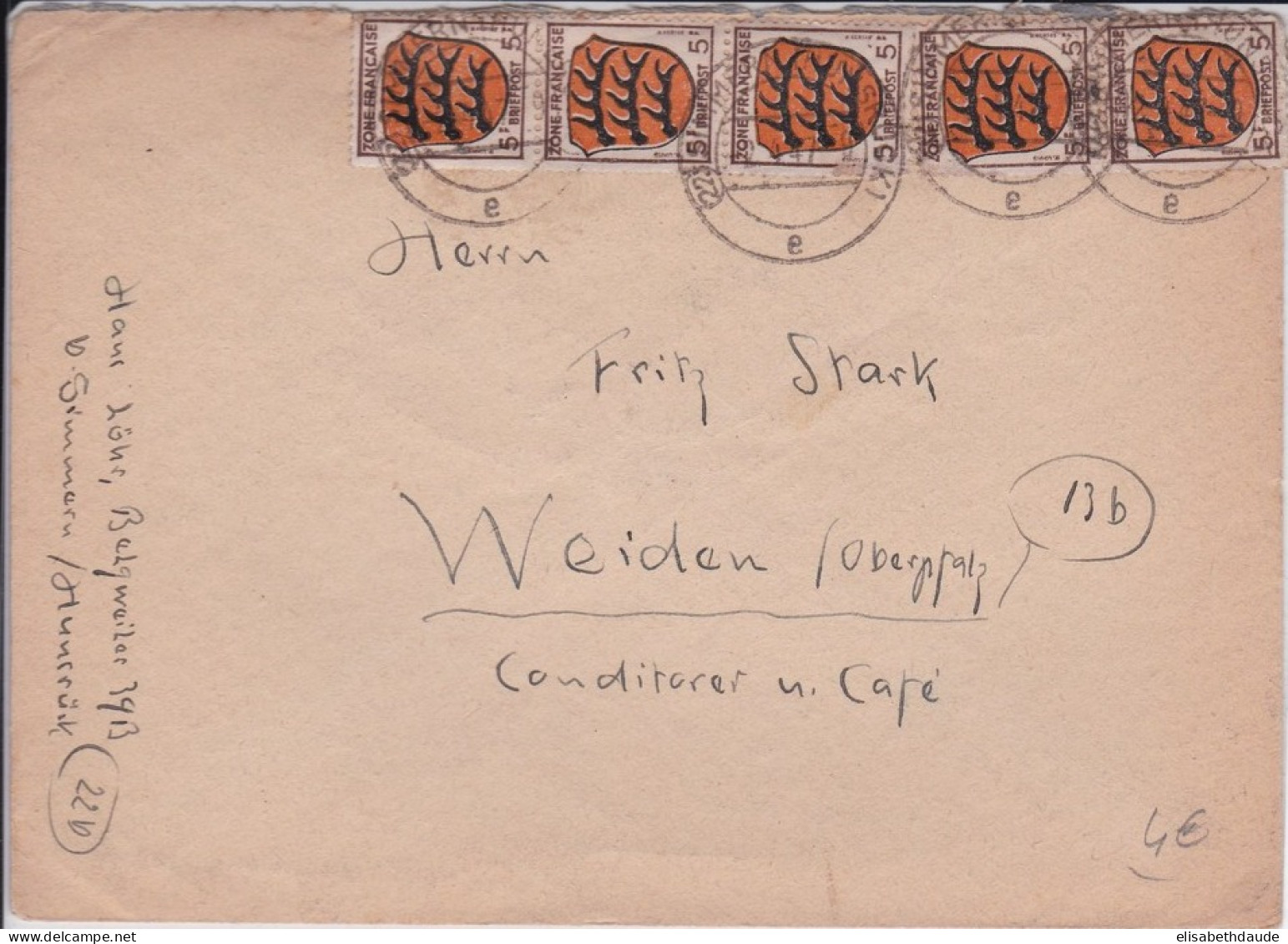 ZOF -  1947 -   ENVELOPPE  De SIMMERN-HUNSRÜCK à WEIDEN - Emissions Générales