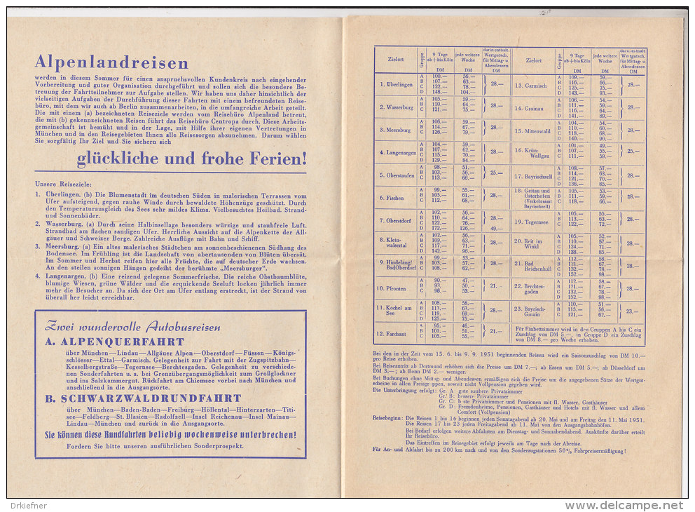 Alpenlandreisen Bayern, Prospekt Des Reisebüros Alpenland, Berlin, 1951 - Werbung
