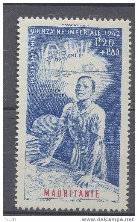 MAURITANIE  P.A. N° 9 XX Quinzaine Impériale 1 F 20 + 1 F 80 Bleu Et Rouge Sans Charnière, TB - Unused Stamps