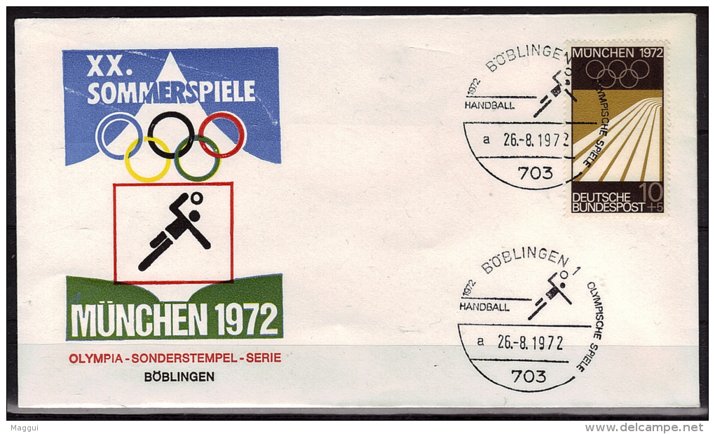 ALLEMAGNE  FDC  Cachet  Boblingen 1  Le  26  8  1972   JO 1972  Course  Hand Ball - Hand-Ball