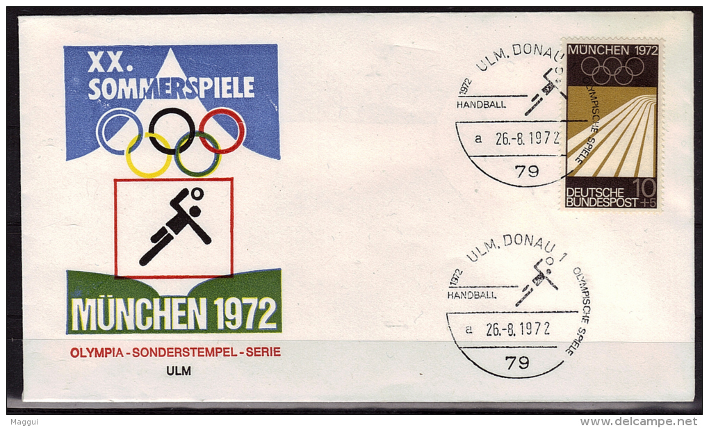 ALLEMAGNE  FDC  Cachet  Ulm Donau 1  Le  26  8  1972   JO 1972  Course  Hand Ball - Handball