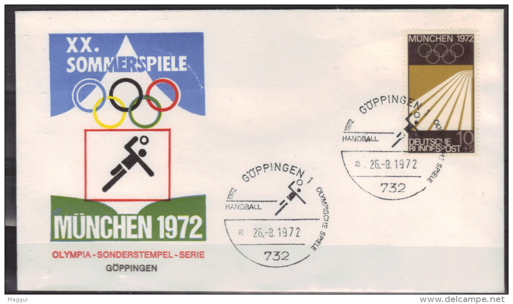 ALLEMAGNE  FDC  Cachet  Goppingen 1  Le  26  8  1972   JO 1972  Course  Hand Ball - Hand-Ball