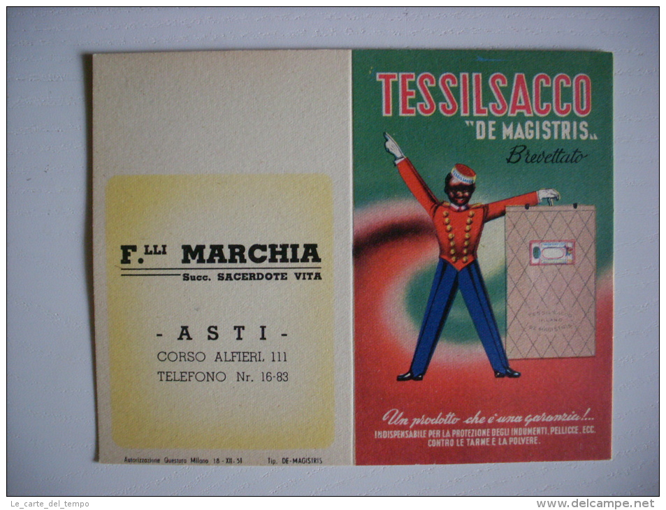 Calendarietto TESSILSACCO "De Magistris" 1952 - F.lli MARCHIA. ASTI - Petit Format : 1941-60