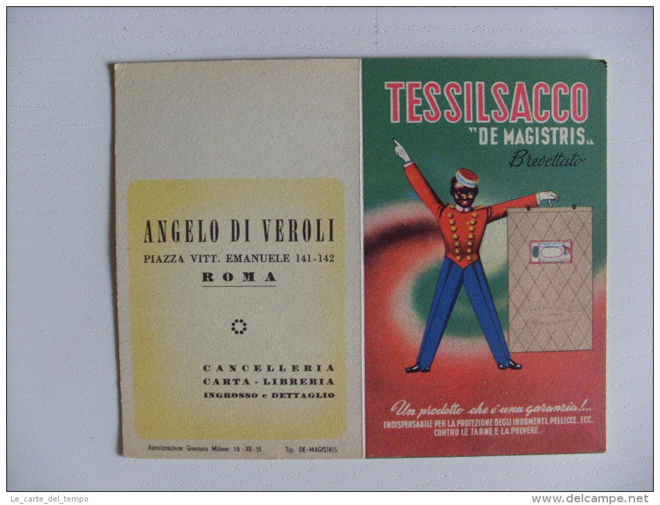 Calendarietto TESSILSACCO "De Magistris" 1952. Angelo Di Veroli - Cancelleria, Carta, Libreria ROMA - Formato Piccolo : 1941-60