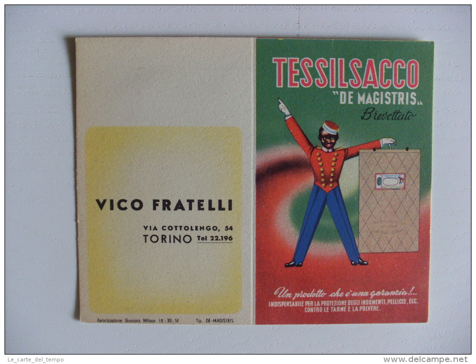 Calendarietto TESSILSACCO "De Magistris" 1952. Vico Fratelli TORINO - Petit Format : 1941-60