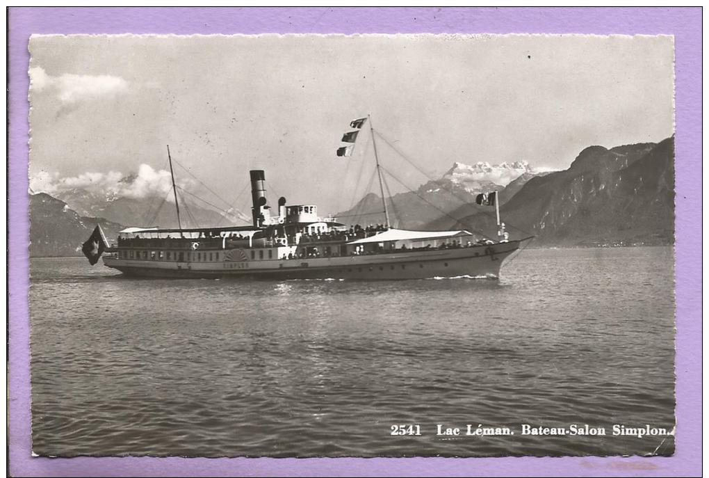 SUISSE  -  Lac Léman - Bateau-Salon Simplon - Oblitérée En 1953 - Autres & Non Classés