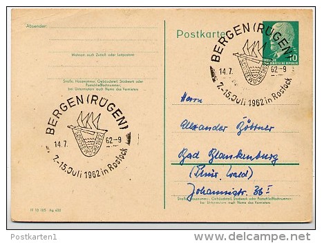 OSTSEEWOCHE BERGEN 1962 Auf Postkarte  DDR P71 - Postcards - Used