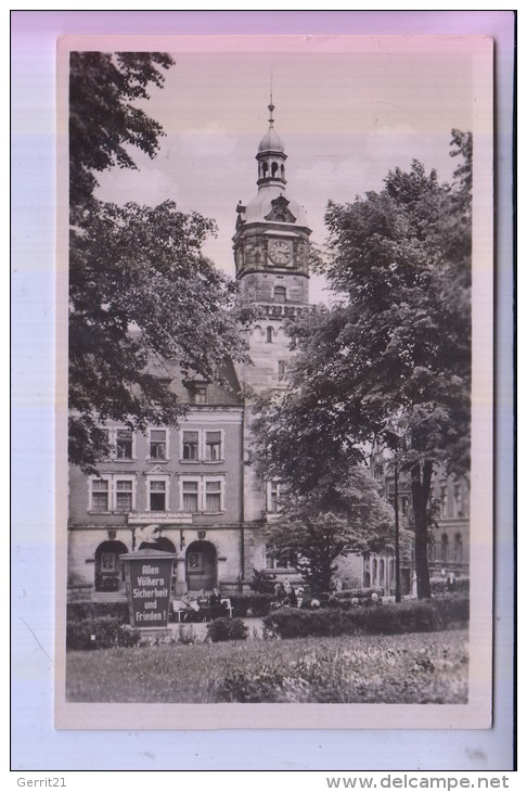 0-9704 FALKENSTEIN, Rathaus, Sozialistische Propaganda, 1955 - Falkenstein (Vogtland)