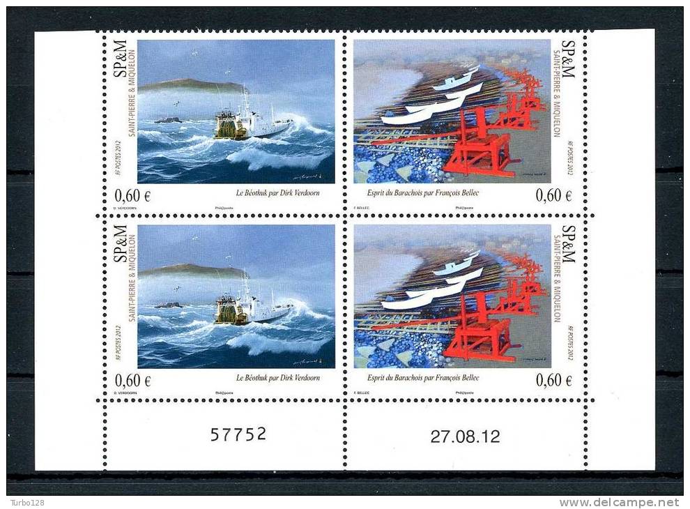 St Pierre Et Miquelon 2012 N° 1053/1054** Paire Datée Neuf = MNH. Superbe. (Peintures. Bateaux, Boats, Ships Paintings) - Neufs