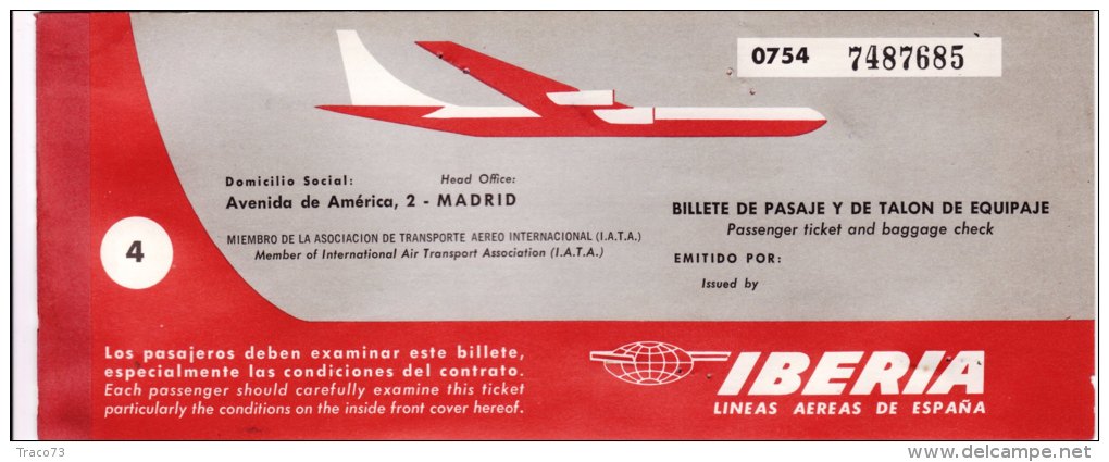 IBERIA /  Ticket _ Biglietto Aereo - Europe