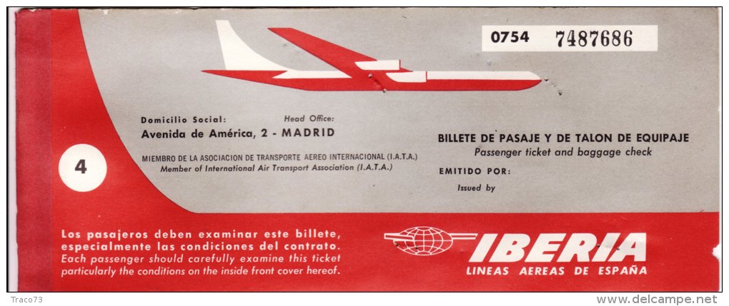 IBERIA /  Ticket _ Biglietto Aereo - Europa