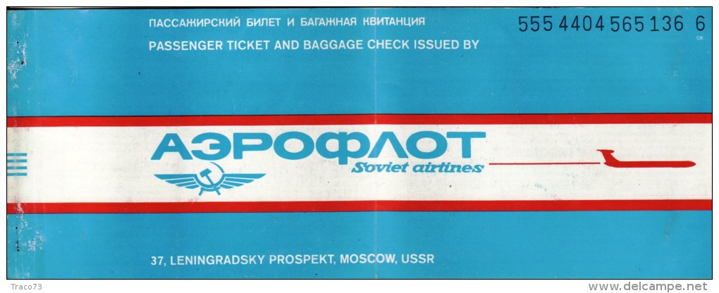 SOVIET AIRTINES   /  Ticket _ Biglietto Aereo - Europa