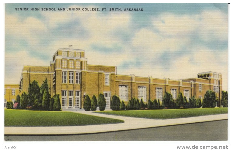 Fort Smith AR Arkansas, High School And Junior College, C1930s/40s Vintage Linen Postcard - Fort Smith