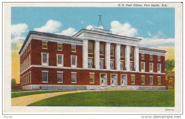 Fort Smith AR Arkansas, US Post Office, C1920s Vintage Postcard - Fort Smith