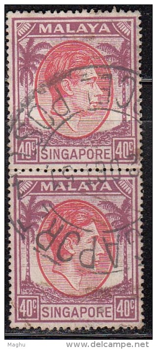 Singapore Used 1948 - 1951, 40c Pair .... Perf.,  17 1/2 X 18, King George VI Series - Singapour (...-1959)