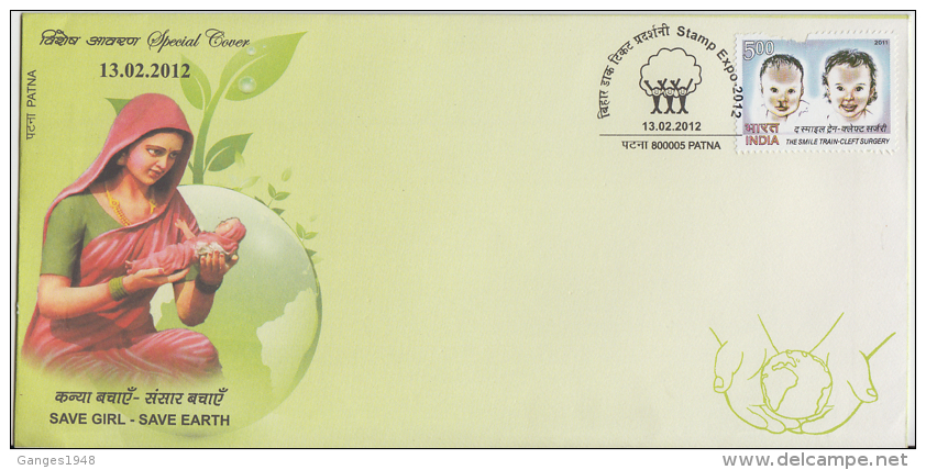 India  2012  Save Girl - Save Earth  Special Cover # 50086 - Storia Postale