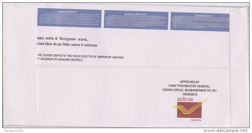 India  2013  Rock Edicts Of Emperor Ashoka  Ship Postmark  Special Cover # 50085 - Covers & Documents