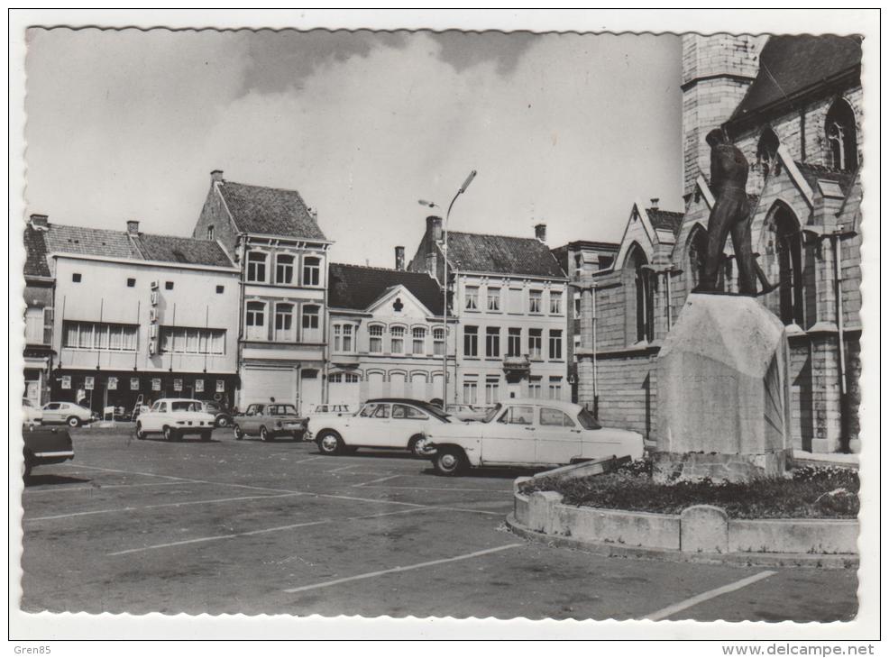 BELLE CPSM DEINZE, HELDENGEDENKTEKEN, AUTOS VOITURES ANCIENNES, FLANDRE ORIENTALE, BELGIQUE - Deinze